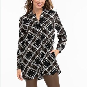 Cleo Patterned Tunic Blouse w Pockets